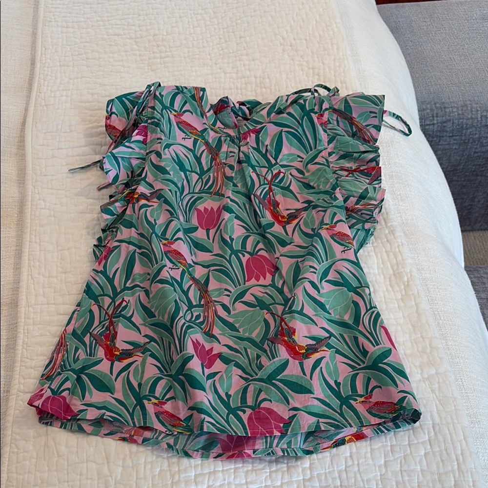 Banjanan Green and Pink Floral Blouse - Picture 2 of 3